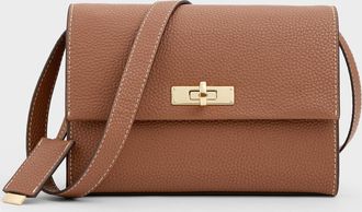 Charles & Keith Chance Recycled Leather Turn-Lock Crossbody Bag