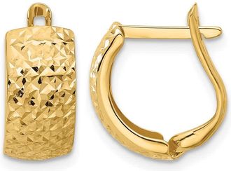 Diamond2Deal 14K Gold Polished and Diamond-cut Omega Back Earrings