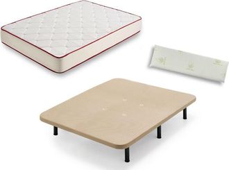 HOGAR 24 Hogar24 - Base Tapizada + Colchón Viscoferta + Almohada 100% Viscoelástica - Patas 32 - 105x200
