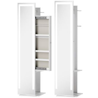 HOMCOM Armario joyero 38.5x38.5x172.5 cm blanco
