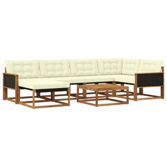 vidaXL Conjunto De Sof&aacute;s De Exterior Con Coj&iacute;n 7 Pcs Natural Y Crema Vidaxl
