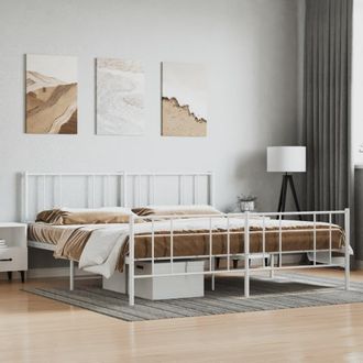 Berkfield Home Metal Bed Frame with Headboard & Footboard White 183x213 cm