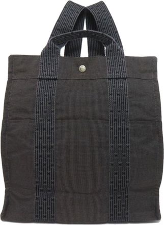 Herm&egrave;s Her Line Gray Canvas Backpack (Pre-Owned)