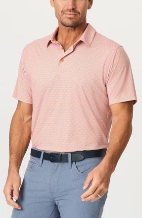 Robert Graham Links & Drinks Performance Golf Polo in Orange at Nordstrom, Size Xxx-Large