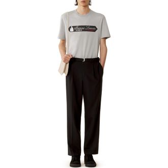 Lanvin Printed Lanvin Signature Label T-Shirt in Grey at Nordstrom, Size Xx-Large
