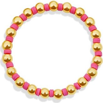 SHYMI Beaded Stretch Bracelet in Gold/Pink at Nordstrom