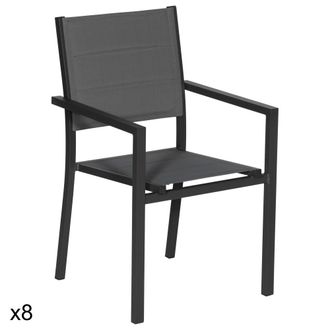Happy Garden Lote de 8 sillas tapizadas grises en aluminio antracita
