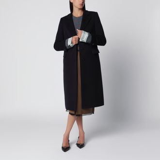 Tagliatore Cappotto monopetto blu in misto lana