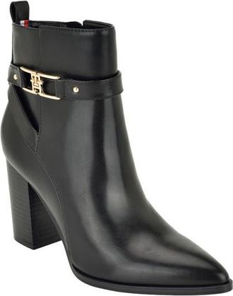 Tommy Hilfiger Midna Faux Leather Bootie in Black at Nordstrom, Size 8.5