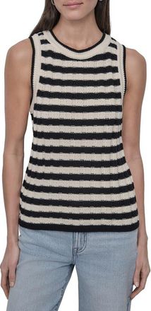 DKNY Stripe Rib Knit Sleeveless Top in Black/Eggnog at Nordstrom Rack, Size Xx-Small