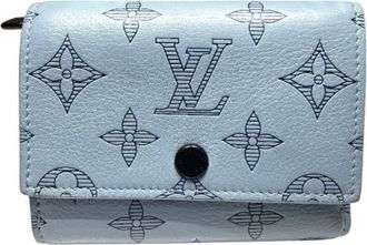 Louis Vuitton Monogram Shadow Blue Leather Wallet (Tri-Fold) (Pre-Owned)