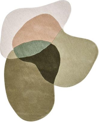Beliani Area Rug Multicolour Wool 140 x 140 cm Irregular Kidney Shape Accent Rug SINJUWI