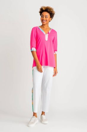 Berek Tie Dye Mixer Top In Hot Pink