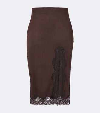 Balmain Lace-trimmed midi skirt