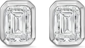 Diana M. Jewels 14Kt White Gold 5.00 cts Lab Grown Emerald Diamond Bezel Studs