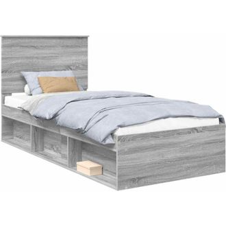 vidaXL Estructura De Cama Con Cabecera Gris Sonoma 90 X 200 Cm Vidaxl