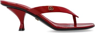 Dolce & Gabbana Schoenen, Dames, Rood, 36 1/2 EU, Leer, Sandaal met kittenhak en teenslipper