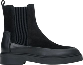 Estro & Luminara Schoenen, Dames, Zwart, 38 EU, Leer, Zwarte Chelsea-laarzen voor dames gemaakt van Italiaans fluweel en hoogwaardig echt leer