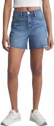 1822 Denim Loose Jean Frey Hem Shorts In Blue