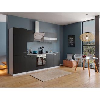Respekta Cucina Blocco Cucina Blocco Cucina Cucina componibile Bianco Nero Malia 270 cm Respecta