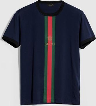 Gucci Cotton Jersey T-shirt With Print, Size XXXL, Blue