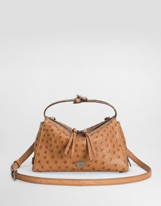 Dolce & Gabbana Vittoria Ostrich Leather Bag - Man Crossbody Bags Beige Onesize