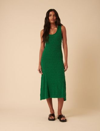 Nobody's Child Green Pointelle Knitted Midi Dress