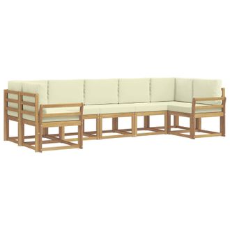 vidaXL Conjunto De Sof&aacute;s De Exterior Con Coj&iacute;n 7 Pcs Blanco Y Crema Vidaxl