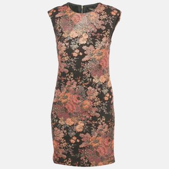 Maje Black Floral Jacquard Mini Dress