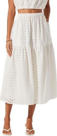 ASTR the Label Nalley Eyelet Tiered Skirt with Pockets in White at Nordstrom Rack, Size Medium