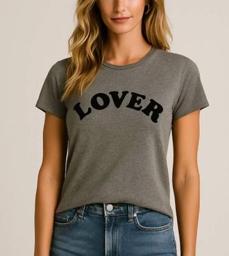 Bloomingdale's Lover Short Sleeve Tee In Heather Grey