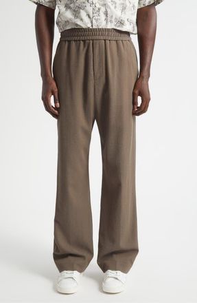 Golden Goose Journey Virgin Wool Blend Herringbone Wide Leg Pants in Stone Gray at Nordstrom, Size 34 Us