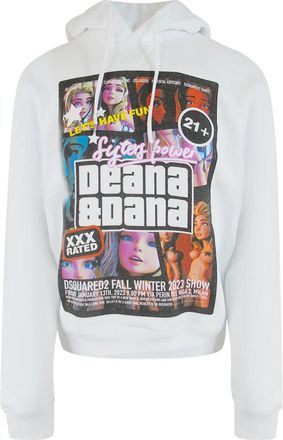 Dsquared2 Mens Sisters Power Deana And Dana White Hoodie Cotton - Size X-Large