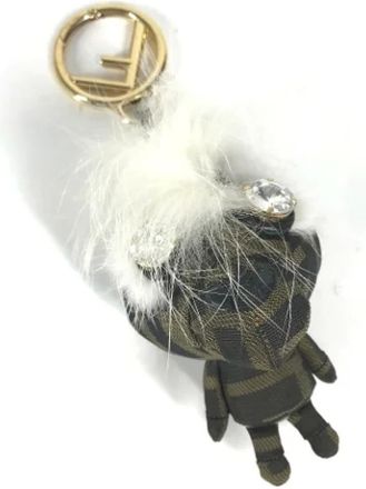 Fendi Pre-owned Accessories, female, Green, Size: ONE SIZE Pre-owned Canvas Keyring