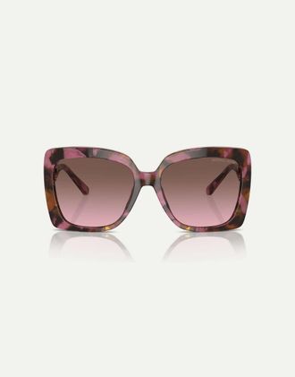 Michael Kors occhiali da sole squadrati Nice con lenti marroni in tartarugato grafico prugna-Viola