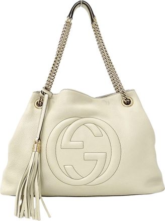 Gucci White Leather Tote Bag (Pre-Owned)