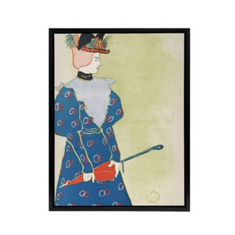 Artery8 Woman Holding Umbrella Painting Framed Canvas Wall Art Print E Penfield in Green | Size: W24 x H32
