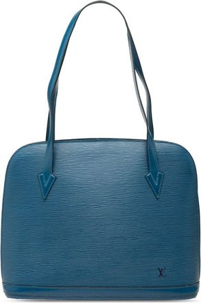 Louis Vuitton Toledo Blue Leather Shoulder Bag Tote Bag (Pre-Owned)