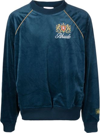 Rhude Crest-embroidered sweatshirt - men - Cotton/Nylon/Polyester - M - Blue