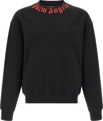 Palm Angels Black Neck Logo Sweatshirt