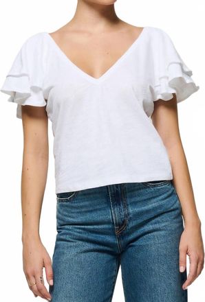 Nation Ltd Cadee V-Neck Top In Optic White