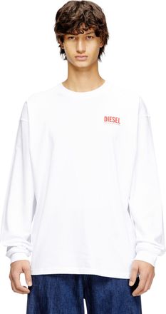 Diesel Relaxed long-sleeve T-shirt with Diesel logos - T-Shirts - Man - White