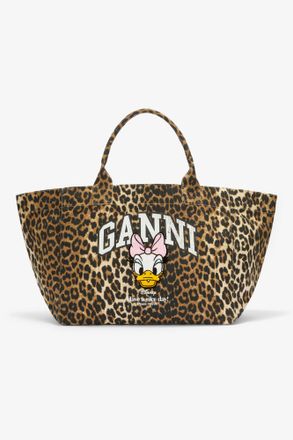 Ganni Brown Daisy Duck Leopard XXL Tote