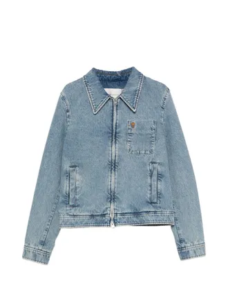 Ami Classic Denim Jacket with Pointed Collar and Emblem