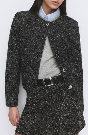 Mango Fleck Jacket in Black at Nordstrom, Size Medium