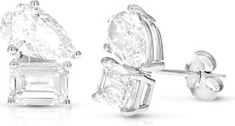 Vir Jewels 4 cttw Emerald and Pear Lab Grown Diamond Stud Earrings in 14K Gold With Push Backs For Women