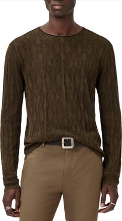 John Varvatos Brycen Long Sleeve Crew Neck Tee In Teakwood
