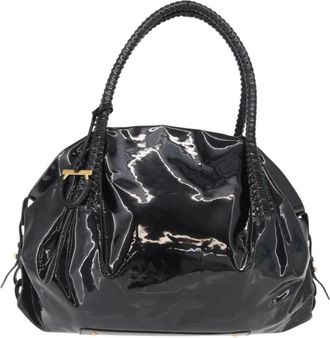 Ferragamo Pre-owned Handbags, female, Black, Size: ONE SIZE Pre-owned Vintage Gancini Canvas Leather Trim Tote