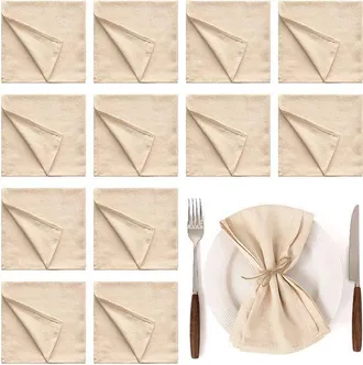 OEM Servilletas Suaves De Mezcla De Lino, Paquete De 12, Servilletas De Tela, Mezcla De Algod&oacute;n Y Lino, Marr&oacute;n Caf&eacute;, 30 X 30 Cm