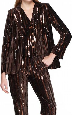 Vilagallo Dazzling Sequined Blazer In Chocolate
